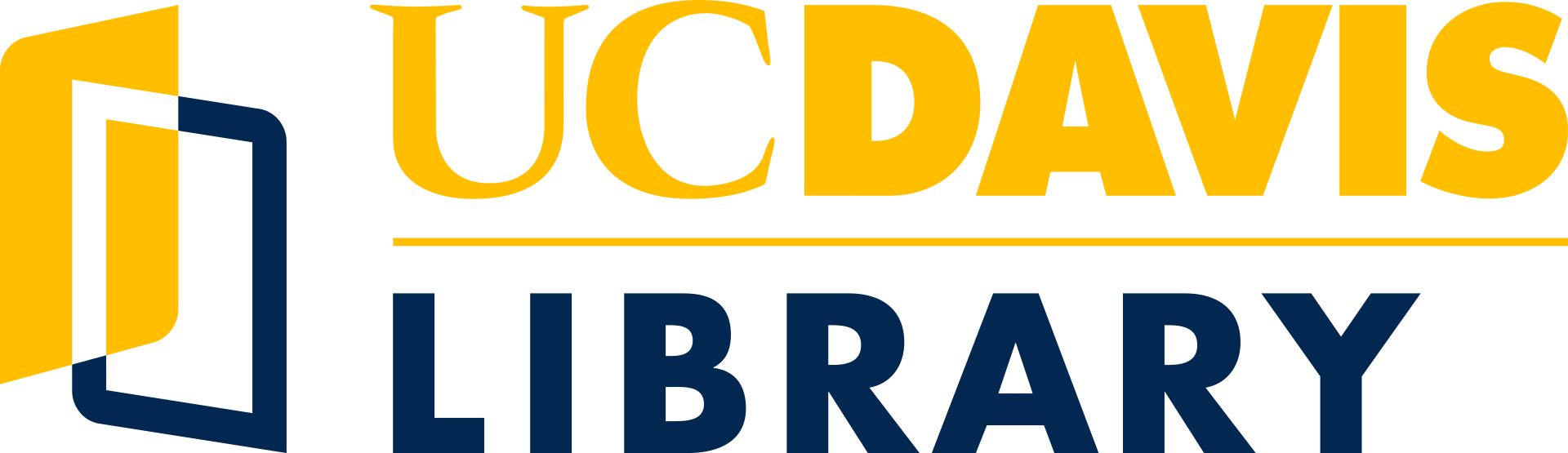 UC DAVIS (in yellow) and LIBRARY (in dark blue)